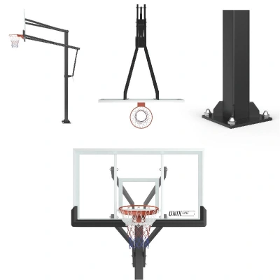 Баскетбольная стойка стационарная UNIX Line B-Stand-TG PRO 72"x42" (180 х 105 см) R45 H230-305 см